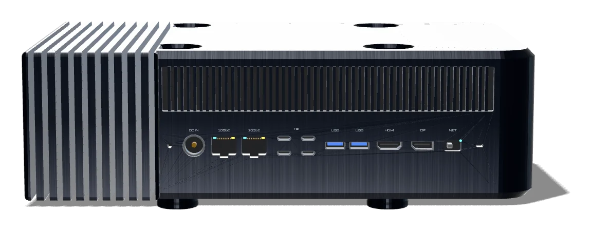 The rear panel of a cato8, where an engineer connects it to your systems