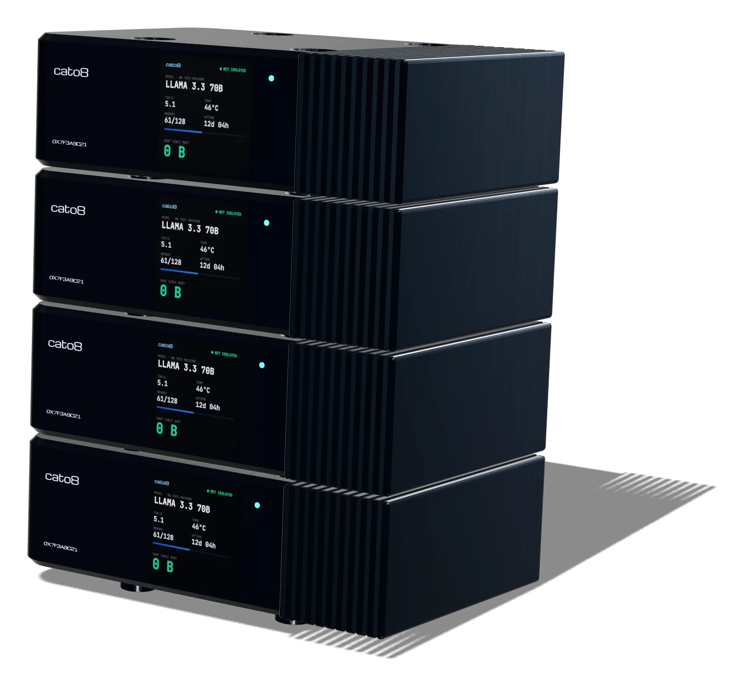 cato8 Senate package: 4 × NVIDIA GB10, satin finish, machined fin block