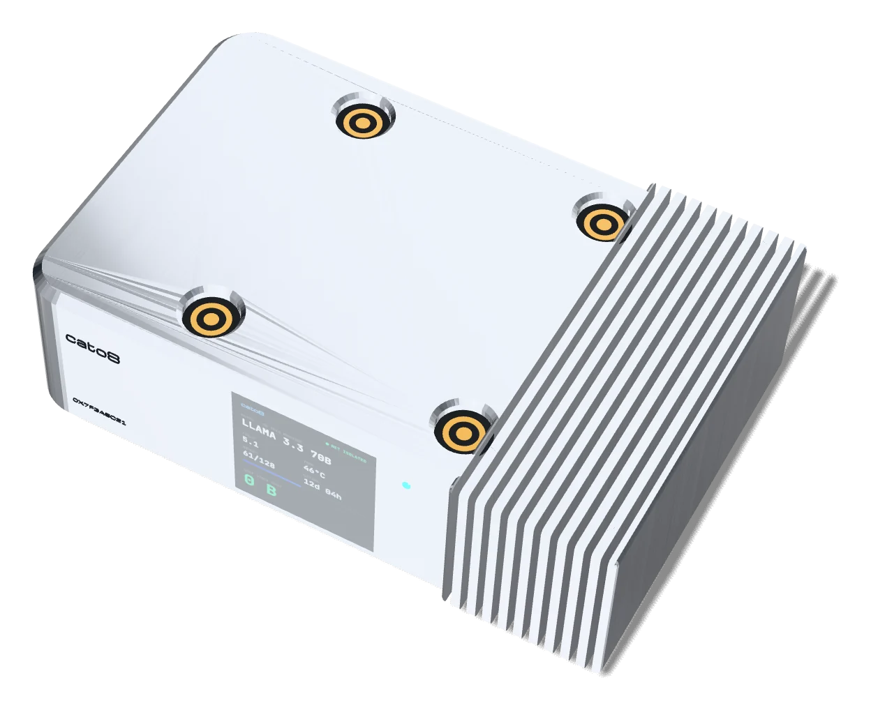 The top of a cato8, with four stacking receptacles
